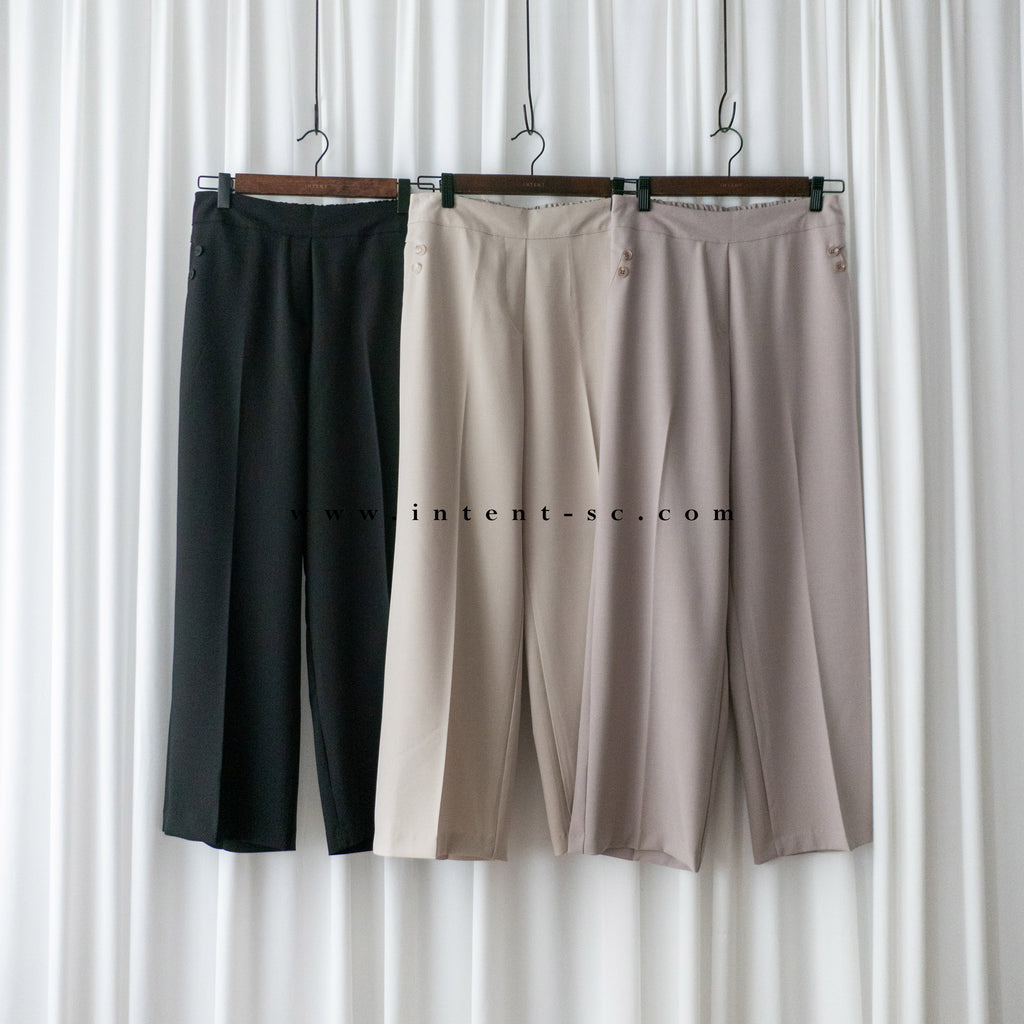 Buttons 三色鈕扣口袋顯瘦闊腳西褲, Pants/ PT8384 (beige/Milktea sold out)