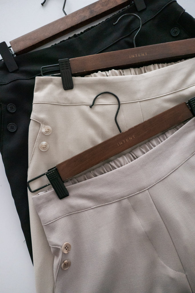 Buttons 三色鈕扣口袋顯瘦闊腳西褲, Pants/ PT8384 (beige/Milktea sold out)