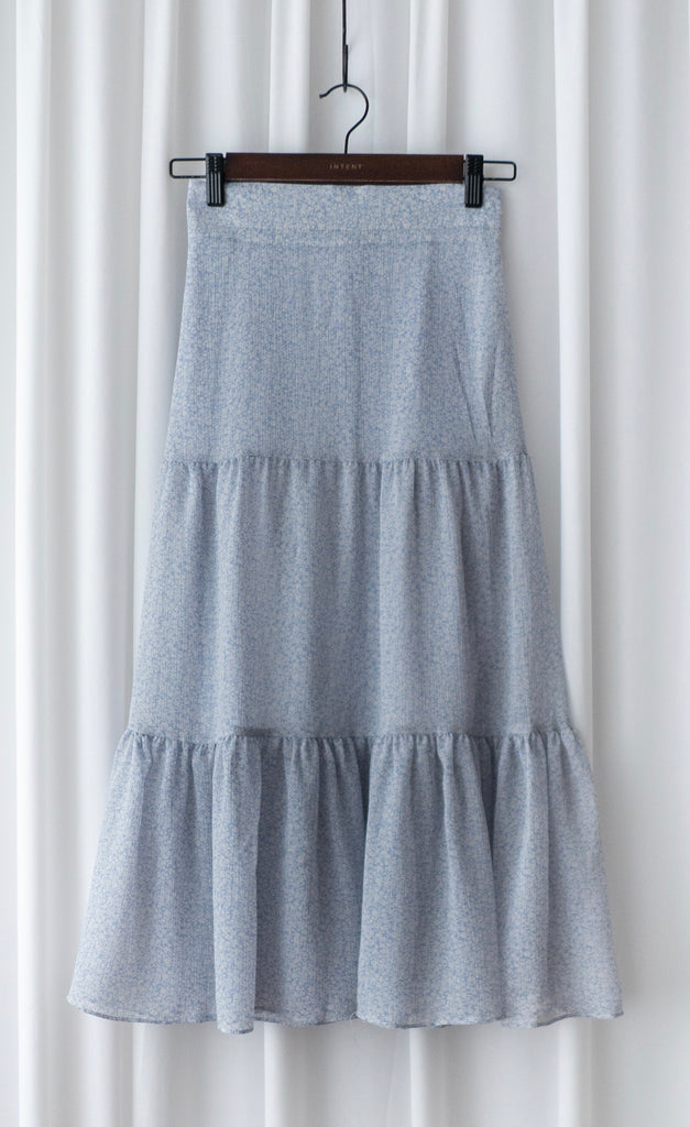 Chiffon Floral 低調白花傘型魚尾修腰半身裙, Skirt/ SK8709