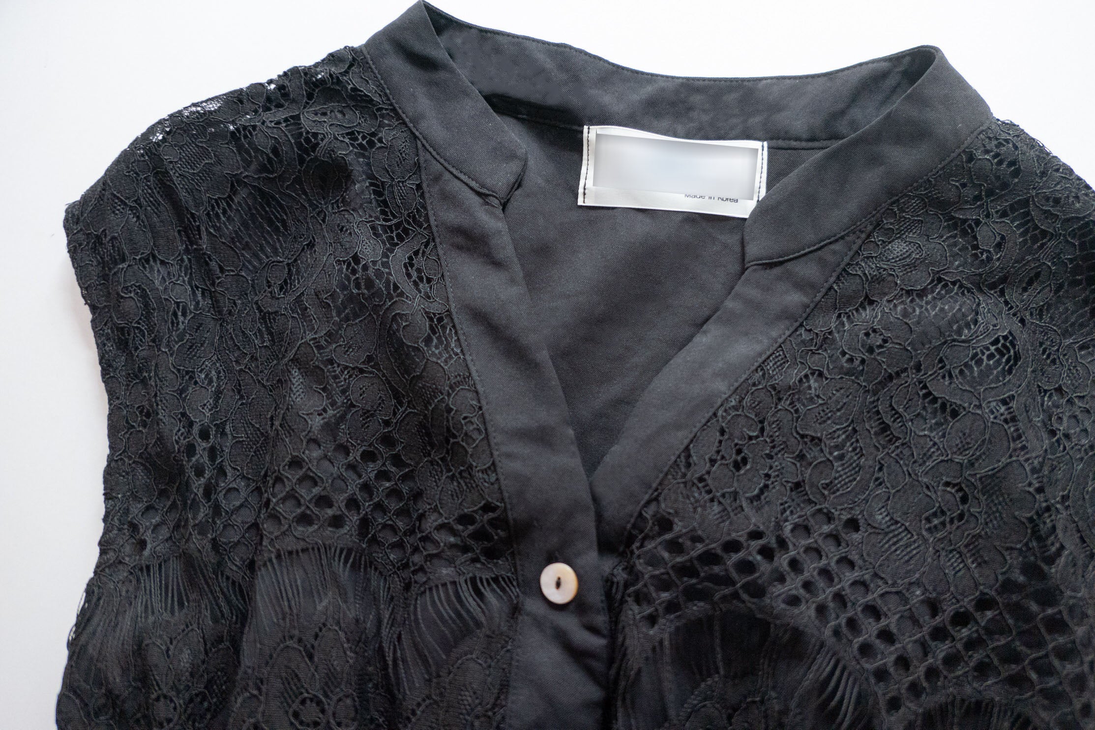 Lace 優雅V領鈕扣花花透視流蘇裙尾連身裙(連腰帶), Dress/ DS9224