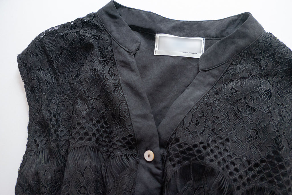 Lace 優雅V領鈕扣花花透視流蘇裙尾連身裙(連腰帶), Dress/ DS9224