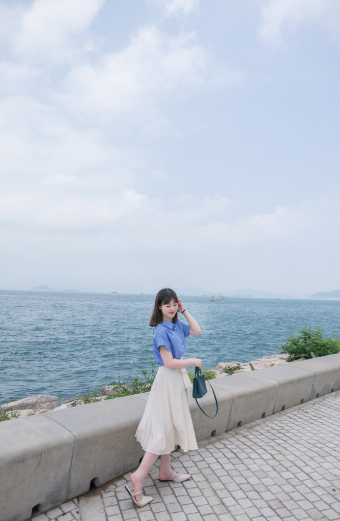 Flair 微皺百搭綁帶車拼浪漫飄逸傘裙, skirt/ SK8706 (black sold out)