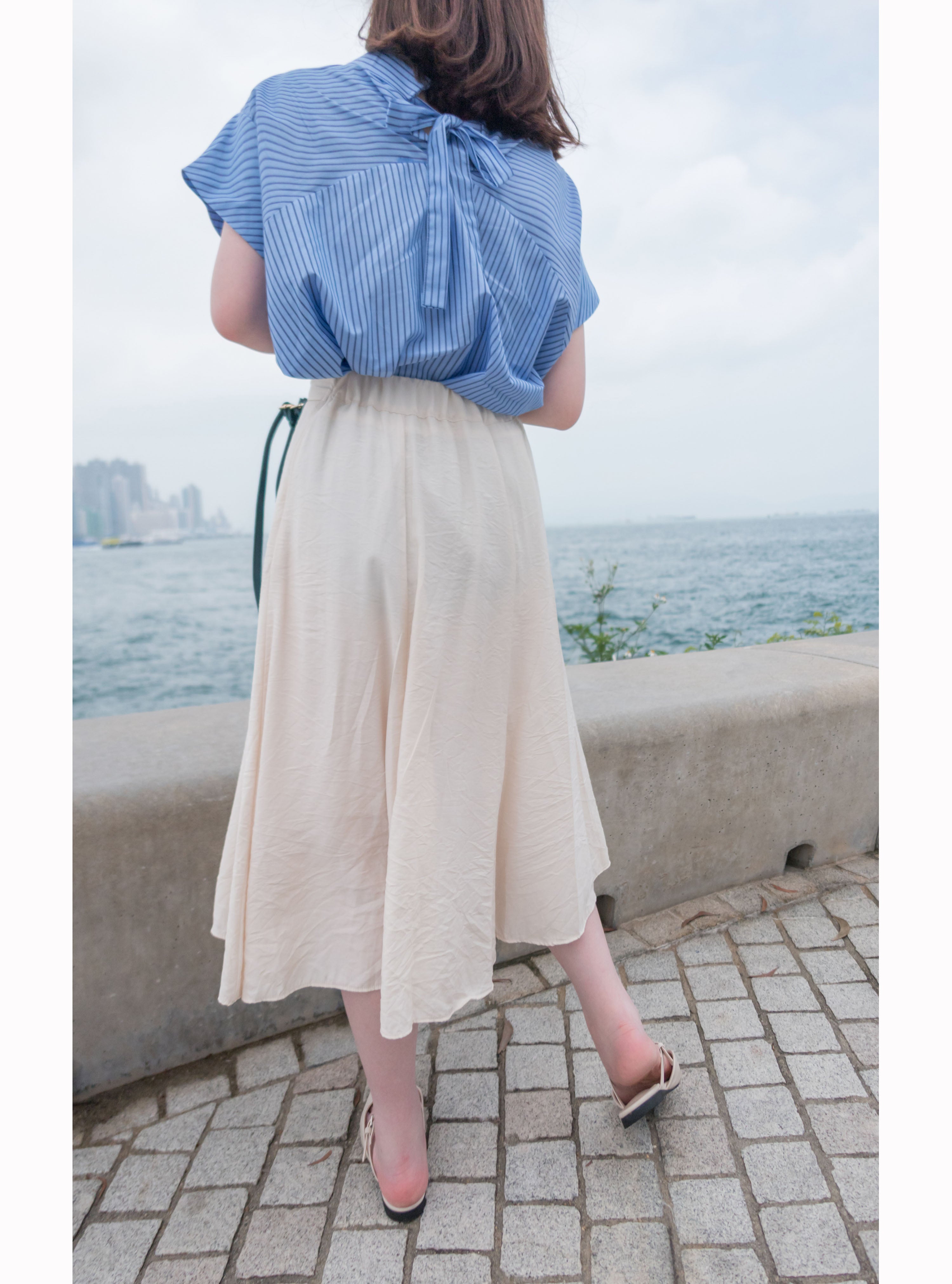 Flair 微皺百搭綁帶車拼浪漫飄逸傘裙, skirt/ SK8706 (black sold out)