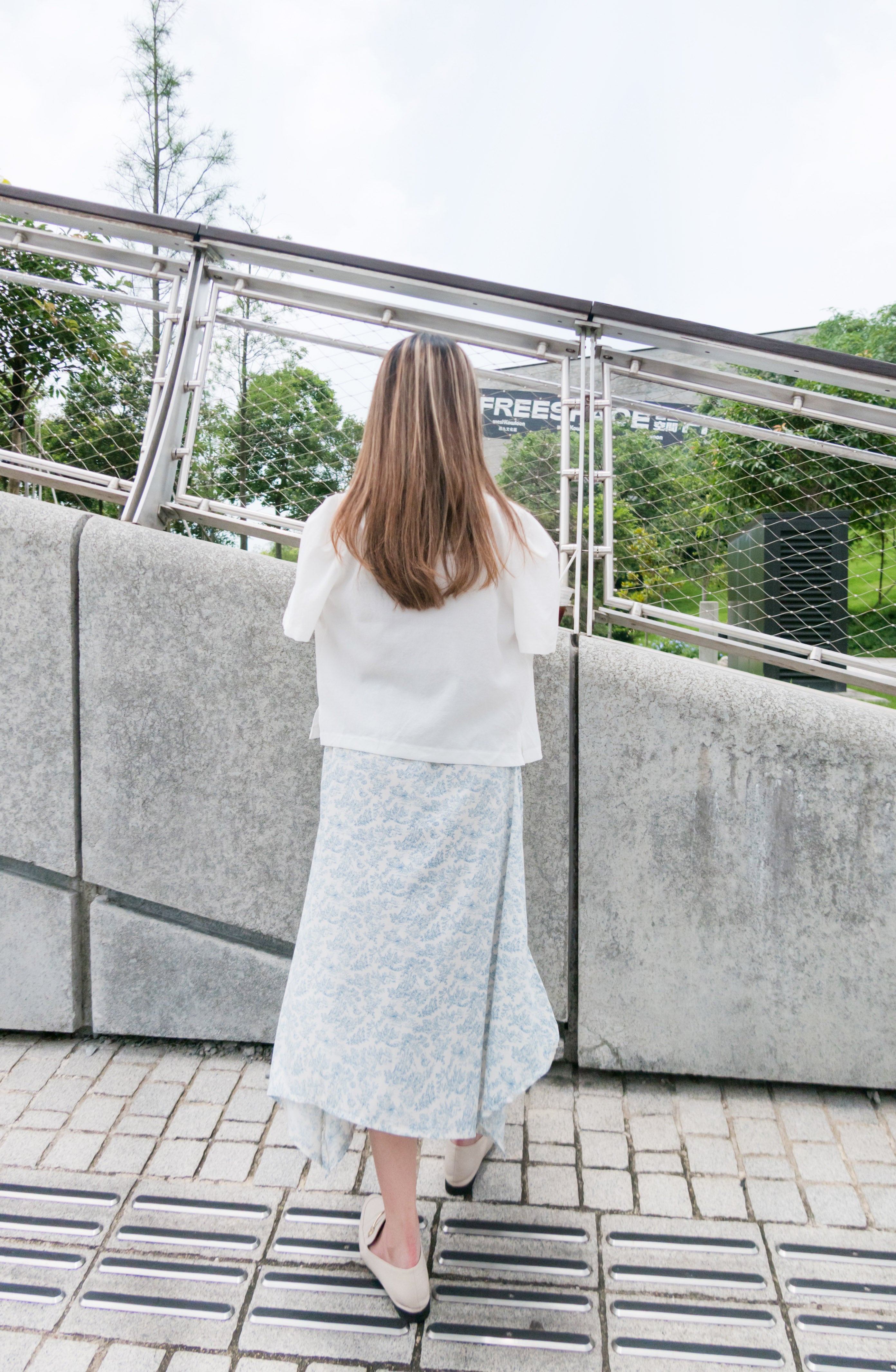 Light tone 淺色系線條印花不規則傘形, Skirt/ SK8700
