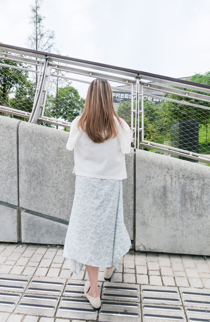 Light tone 淺色系線條印花不規則傘形, Skirt/ SK8700