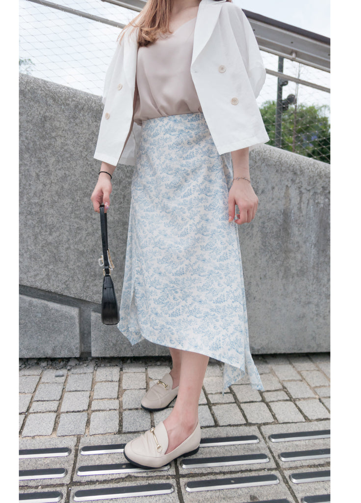 Light tone 淺色系線條印花不規則傘形, Skirt/ SK8700