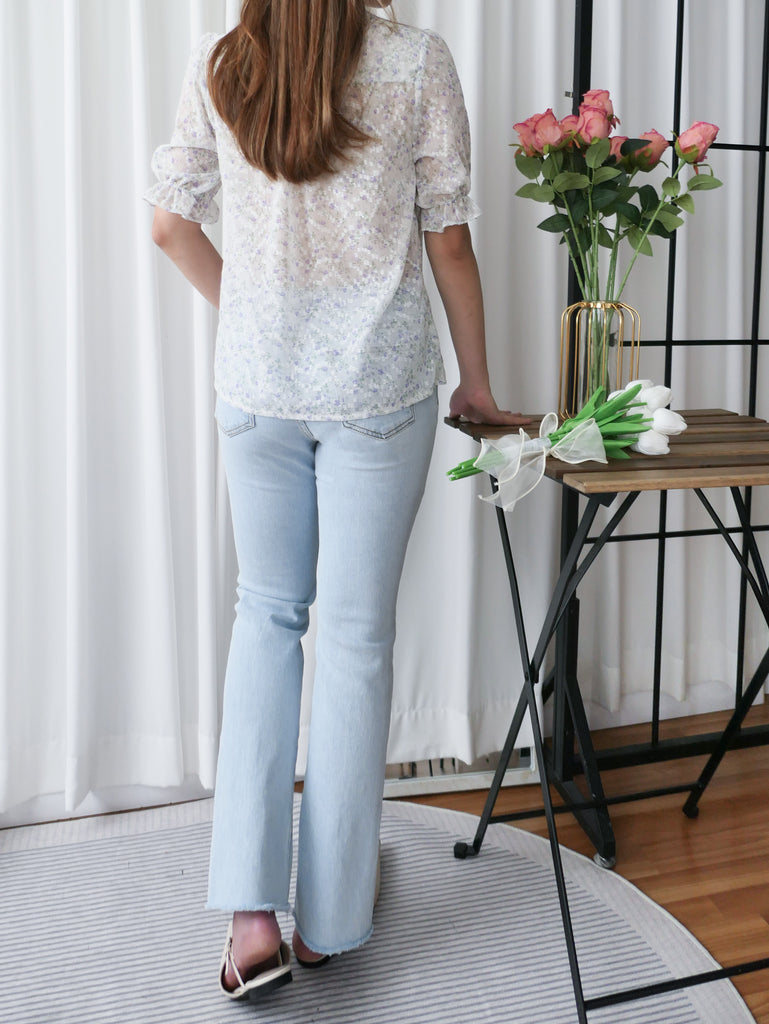 Light Jeans 全彈性修飾大腿開叉牛仔褲, Pants/ PT8388