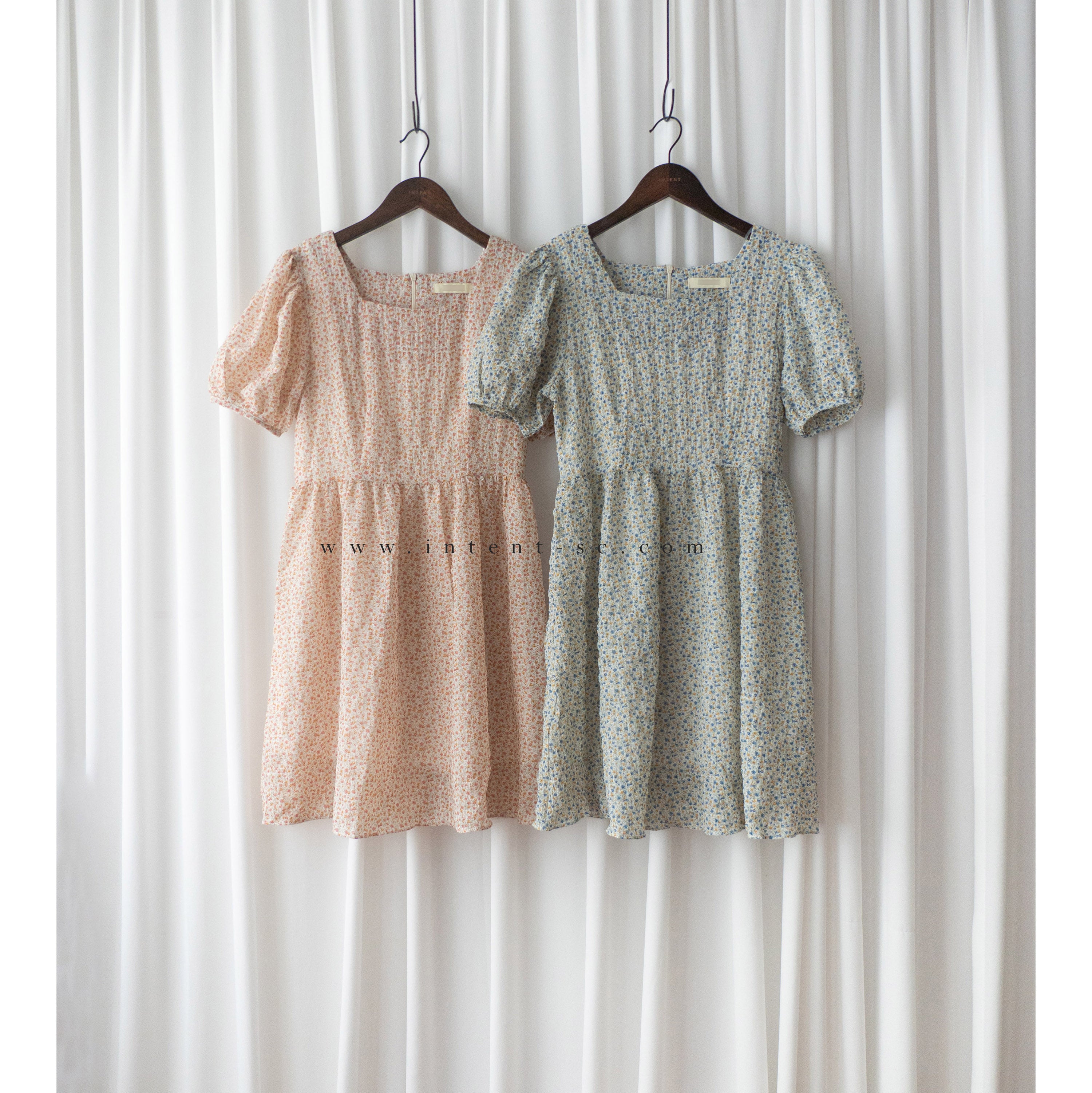 Bubble Floral 方領口泡泡䄂春日小花皺皺連身裙,Dress/ DS9264 (pink sold out)