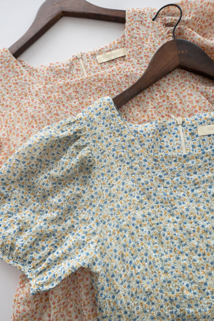 Bubble Floral 方領口泡泡䄂春日小花皺皺連身裙,Dress/ DS9264 (pink sold out)