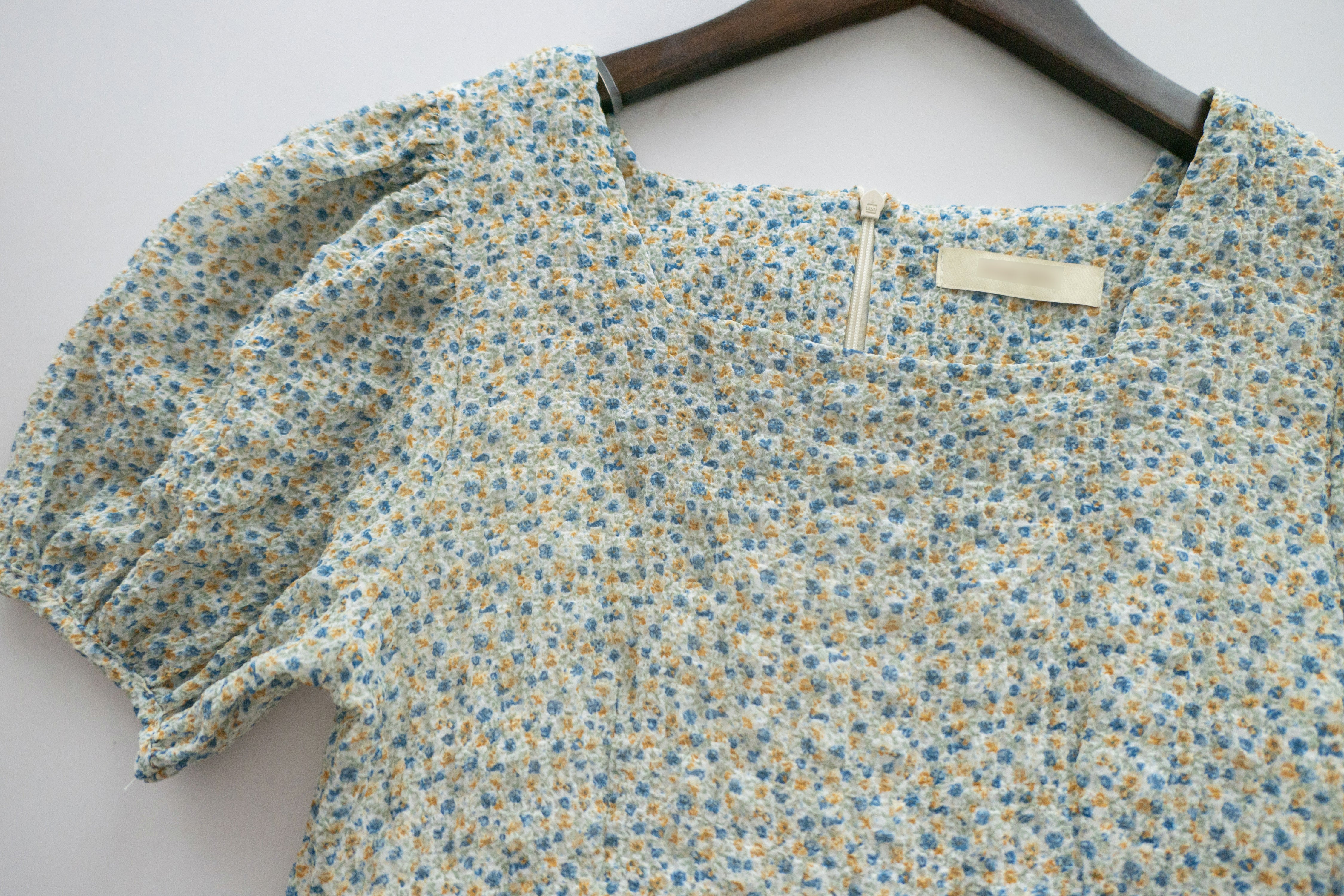 Bubble Floral 方領口泡泡䄂春日小花皺皺連身裙,Dress/ DS9264 (pink sold out)