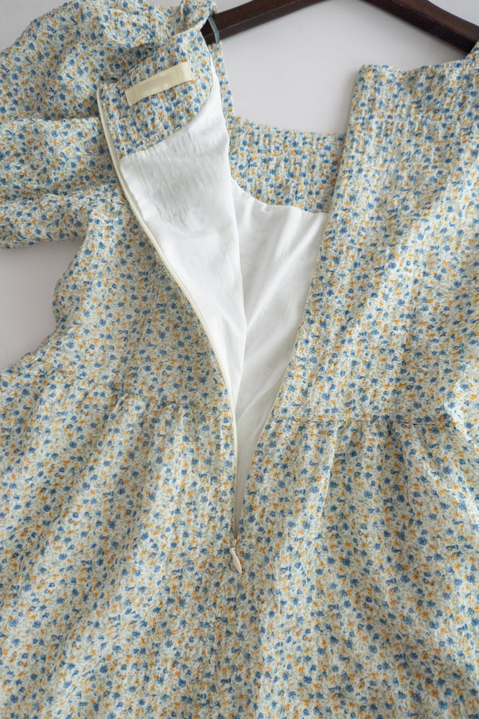 Bubble Floral 方領口泡泡䄂春日小花皺皺連身裙,Dress/ DS9264 (pink sold out)