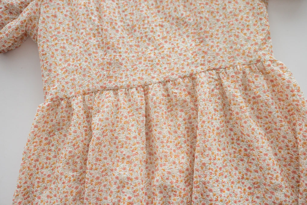 Bubble Floral 方領口泡泡䄂春日小花皺皺連身裙,Dress/ DS9264 (pink sold out)