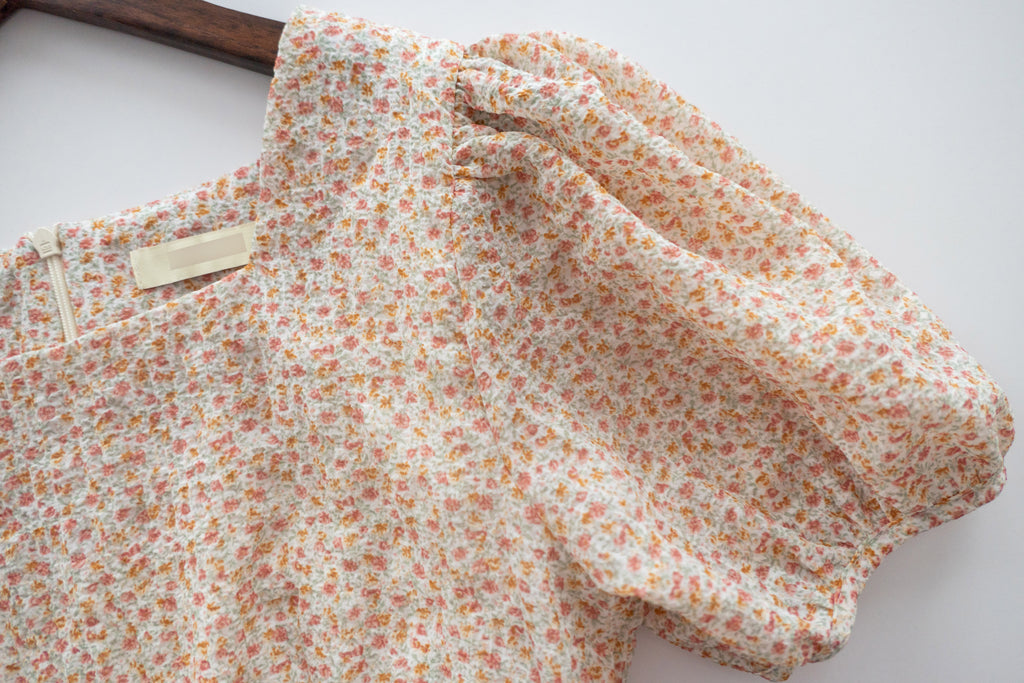 Bubble Floral 方領口泡泡䄂春日小花皺皺連身裙,Dress/ DS9264 (pink sold out)