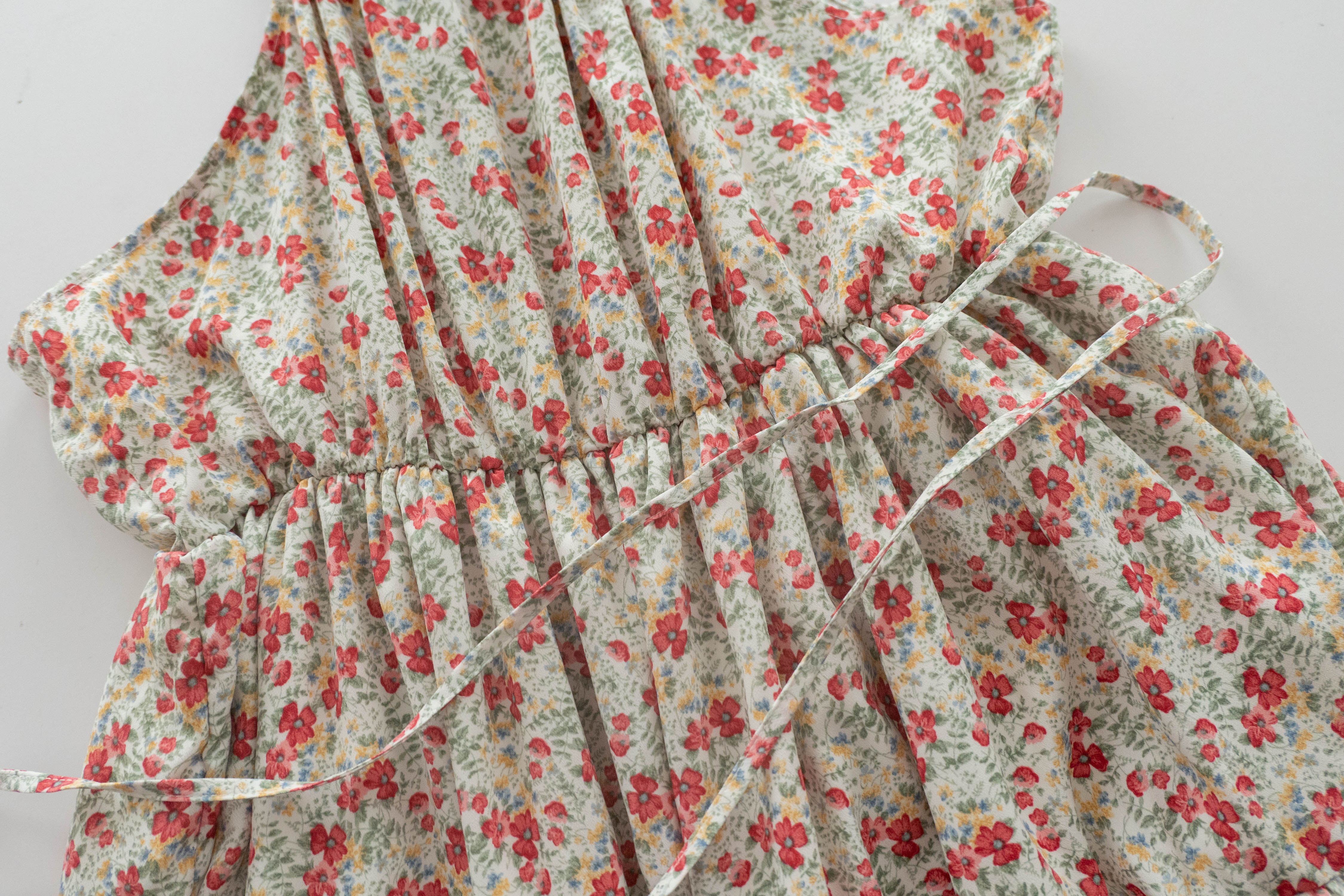 Pastel Floral 垂感淡彩可調入膊後蝴蝶飄逸裙擺, Dress/ DS9268