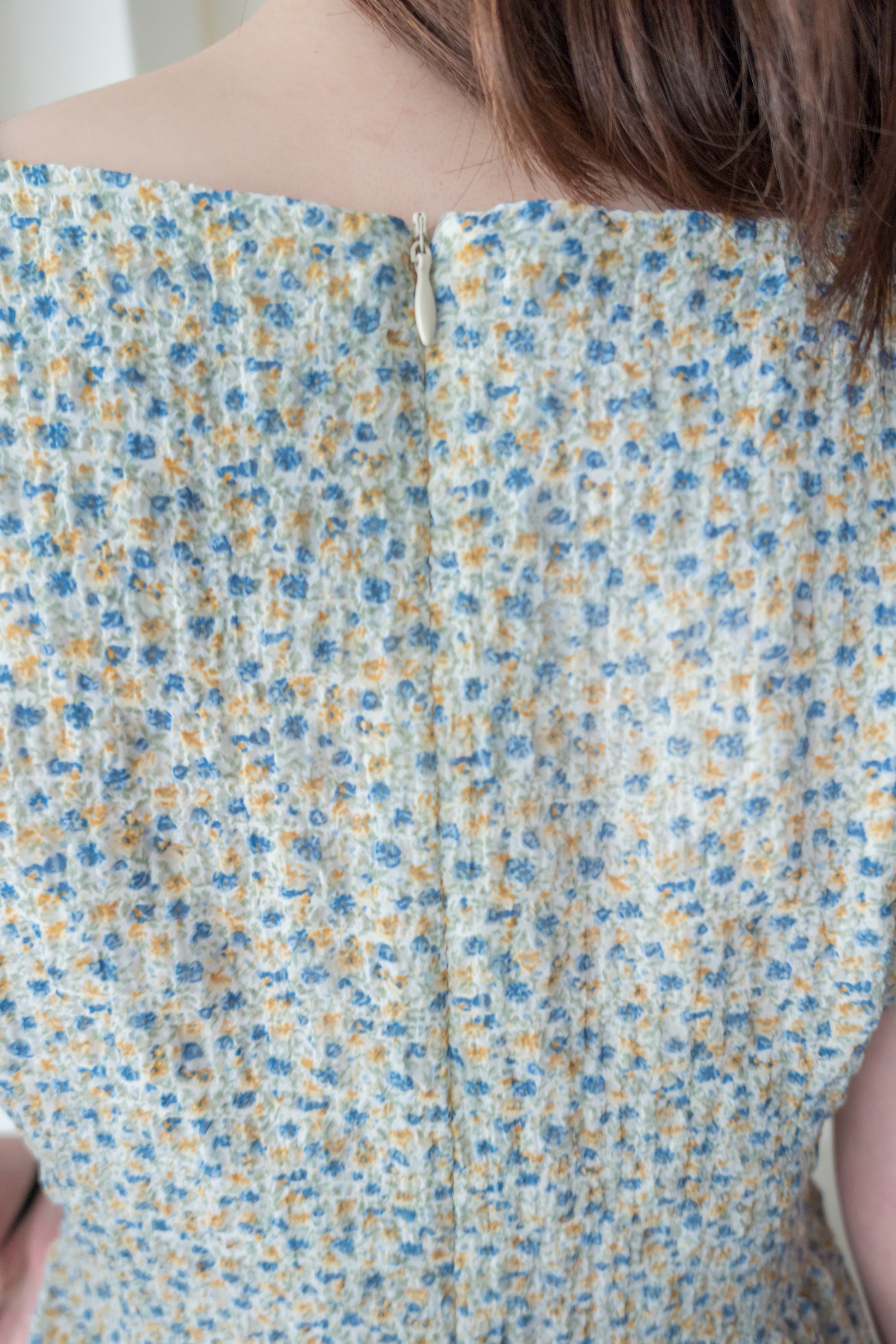 Bubble Floral 方領口泡泡䄂春日小花皺皺連身裙,Dress/ DS9264 (pink sold out)