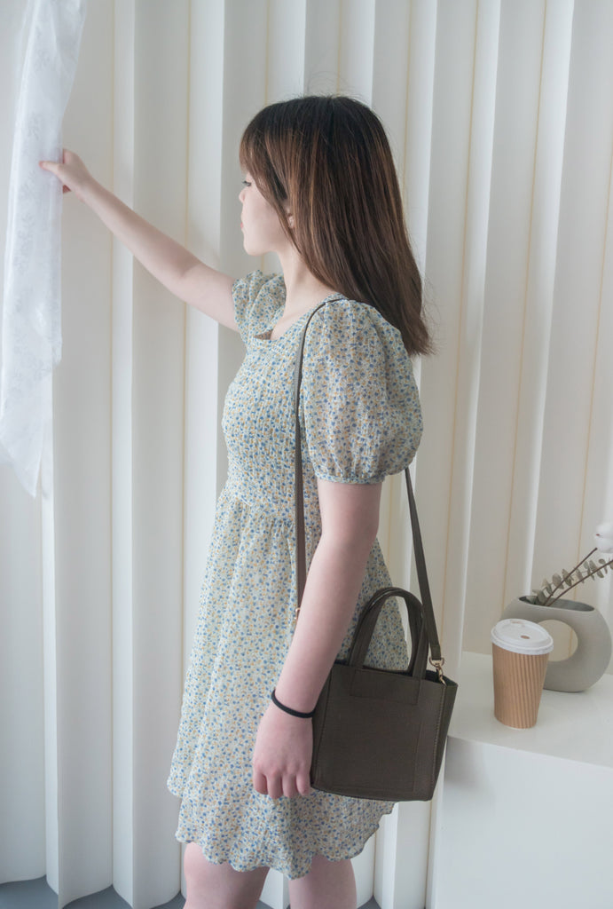 Bubble Floral 方領口泡泡䄂春日小花皺皺連身裙,Dress/ DS9264 (pink sold out)
