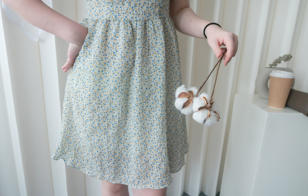 Bubble Floral 方領口泡泡䄂春日小花皺皺連身裙,Dress/ DS9264 (pink sold out)