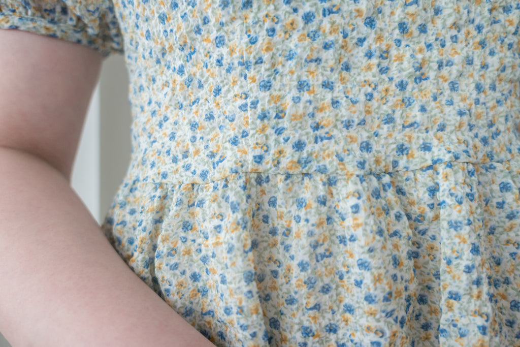 Bubble Floral 方領口泡泡䄂春日小花皺皺連身裙,Dress/ DS9264 (pink sold out)