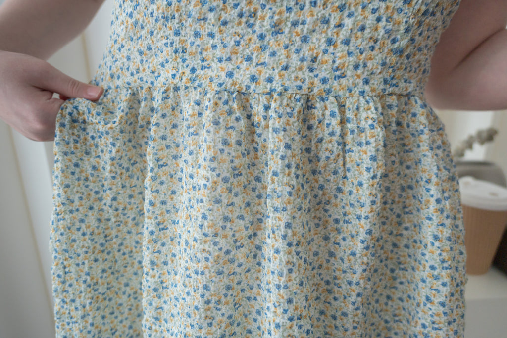 Bubble Floral 方領口泡泡䄂春日小花皺皺連身裙,Dress/ DS9264 (pink sold out)