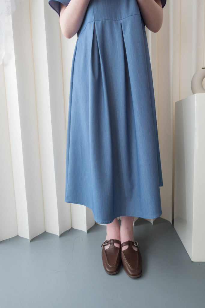 Denim 輕盈牛仔正反兩穿腰間車褶連身裙, Dress/ DS9225