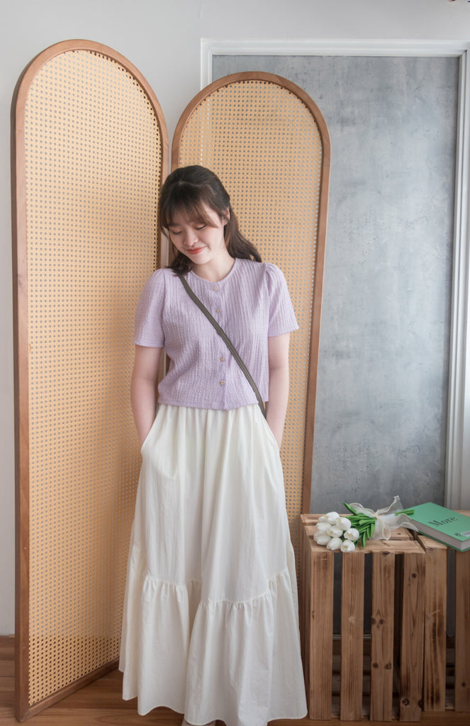 2-way White 淺色系兩種設計傘型口袋半身裙, Skirt/ SK8715