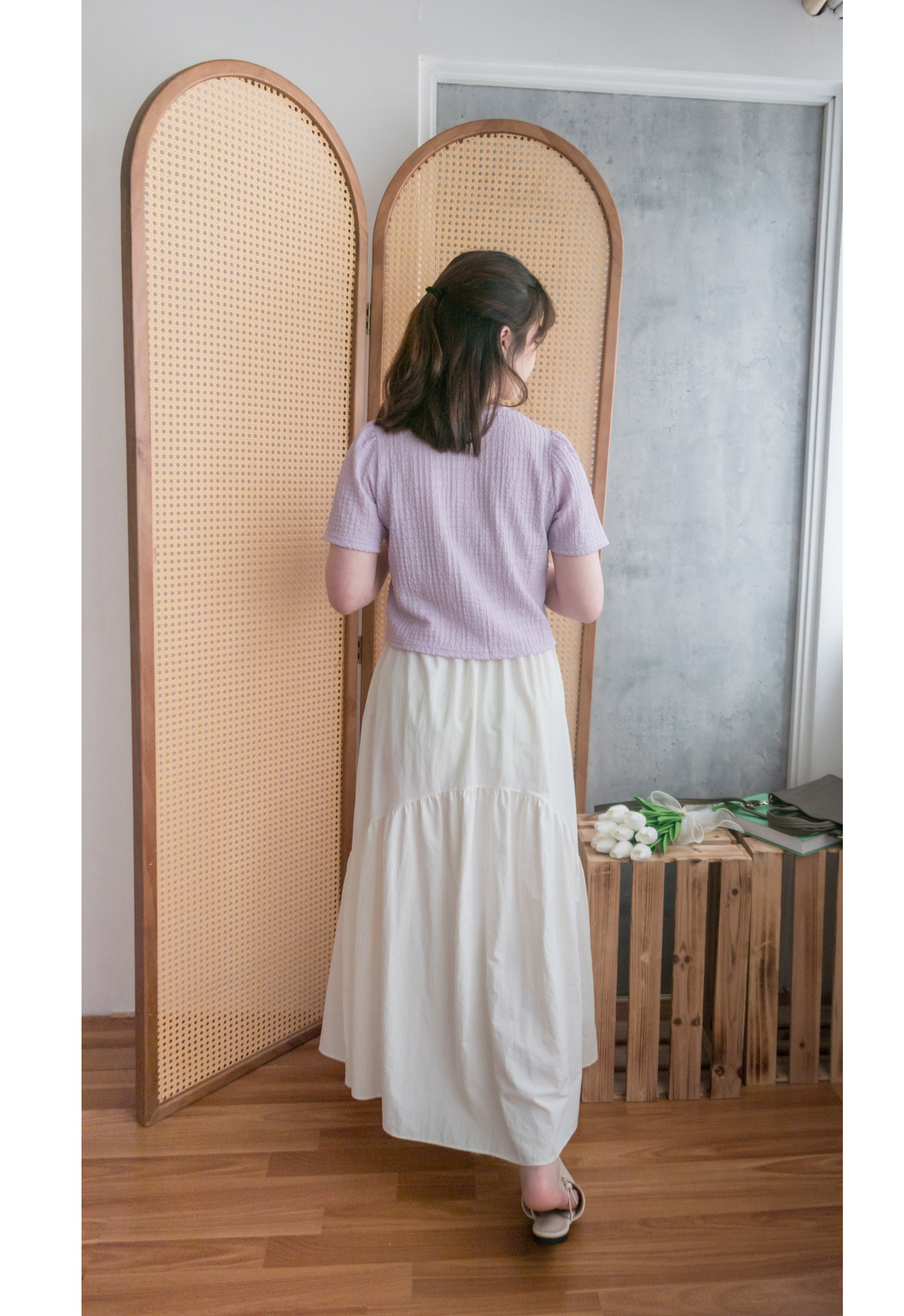 2-way White 淺色系兩種設計傘型口袋半身裙, Skirt/ SK8715