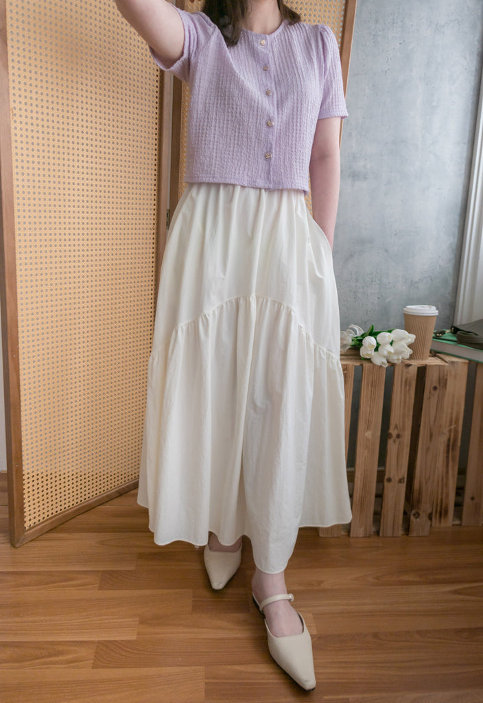 2-way White 淺色系兩種設計傘型口袋半身裙, Skirt/ SK8715