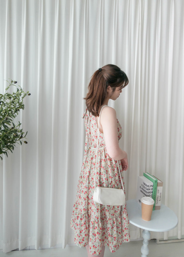 Pastel Floral 垂感淡彩可調入膊後蝴蝶飄逸裙擺, Dress/ DS9268