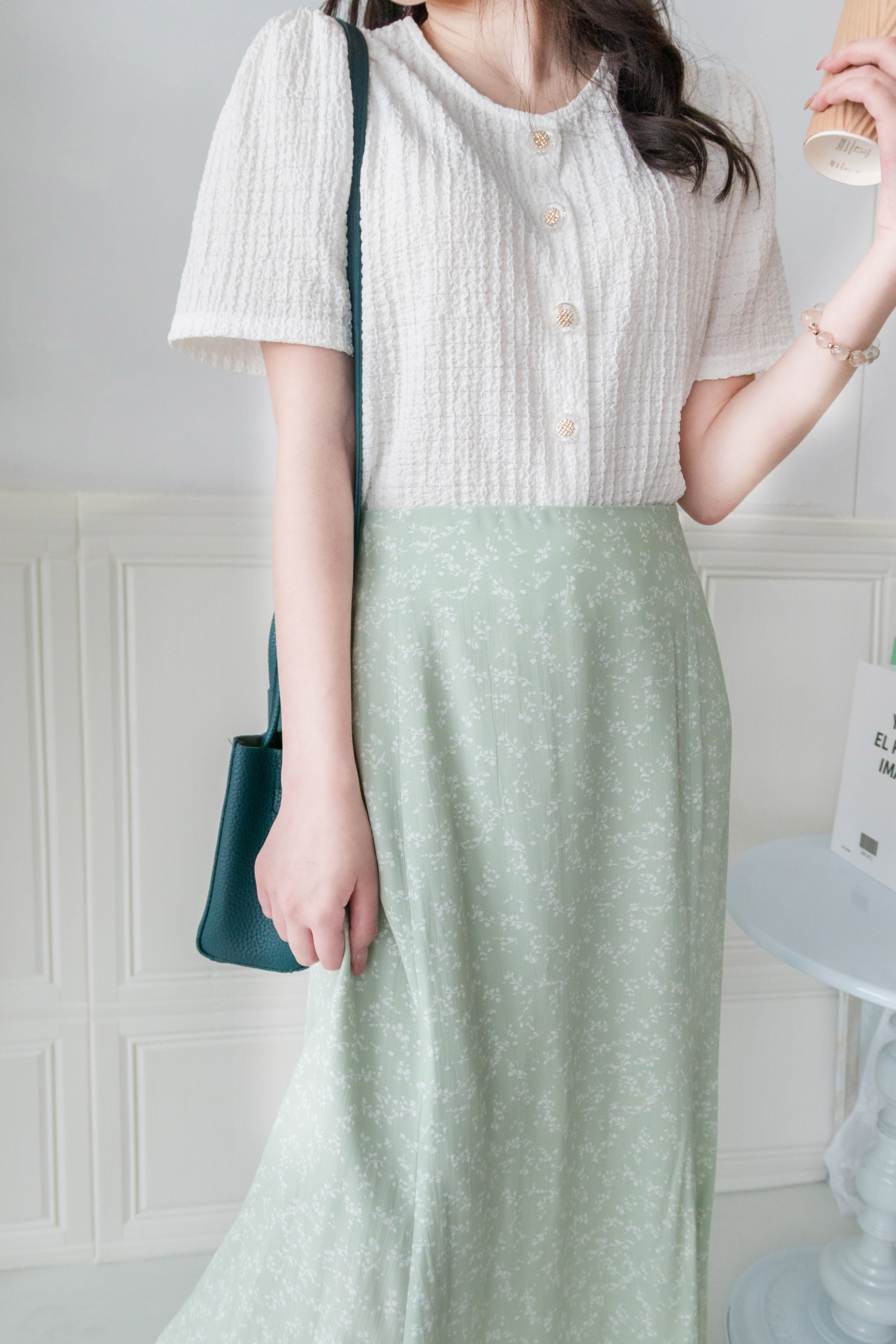 Shadow fishtail 影子印花輕盈日常魚尾裙擺, Skirt/ SK8714 (mint sold out)