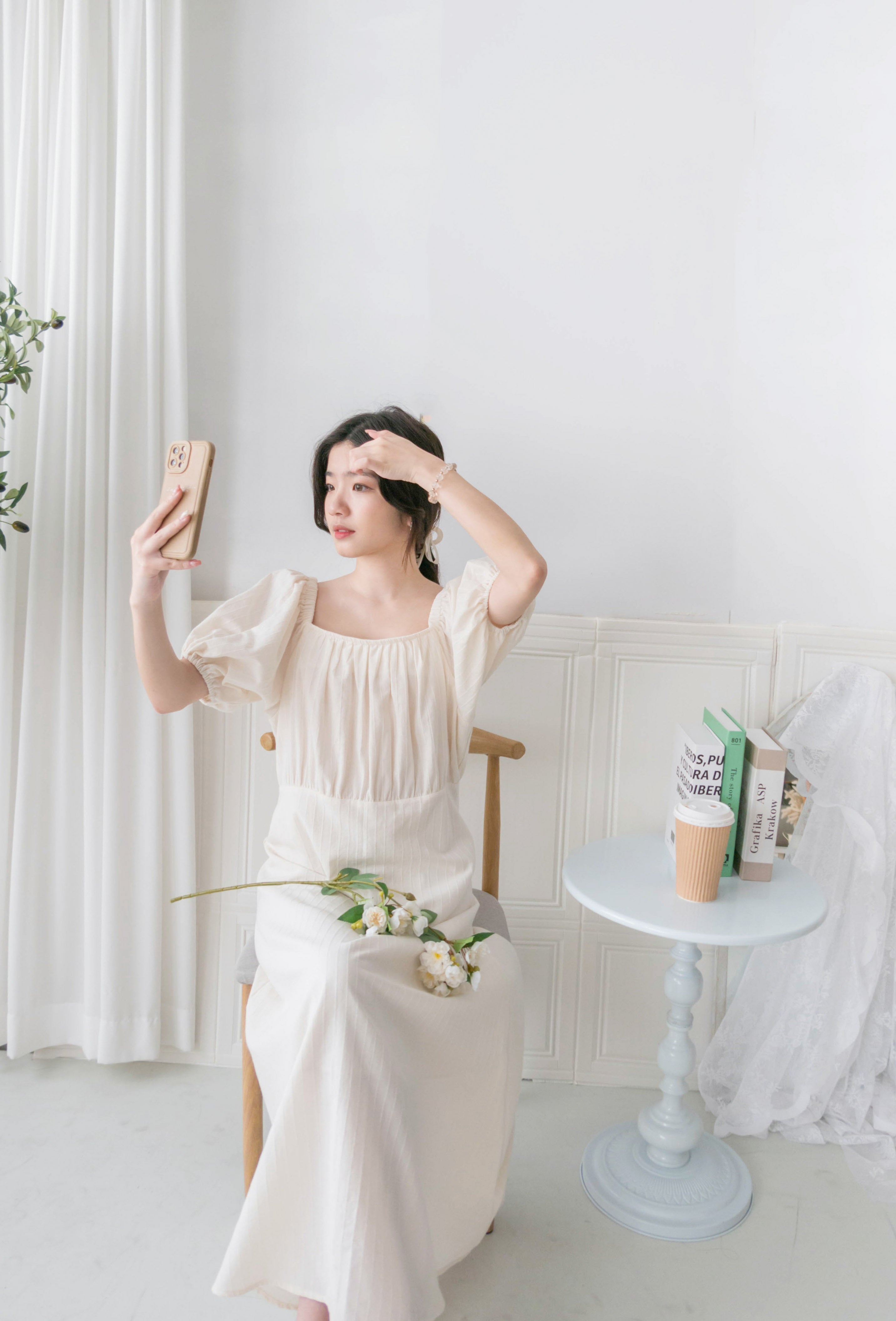 Ivory 復古優雅平領不貼直身條紋連身裙, Dress/ DS9262