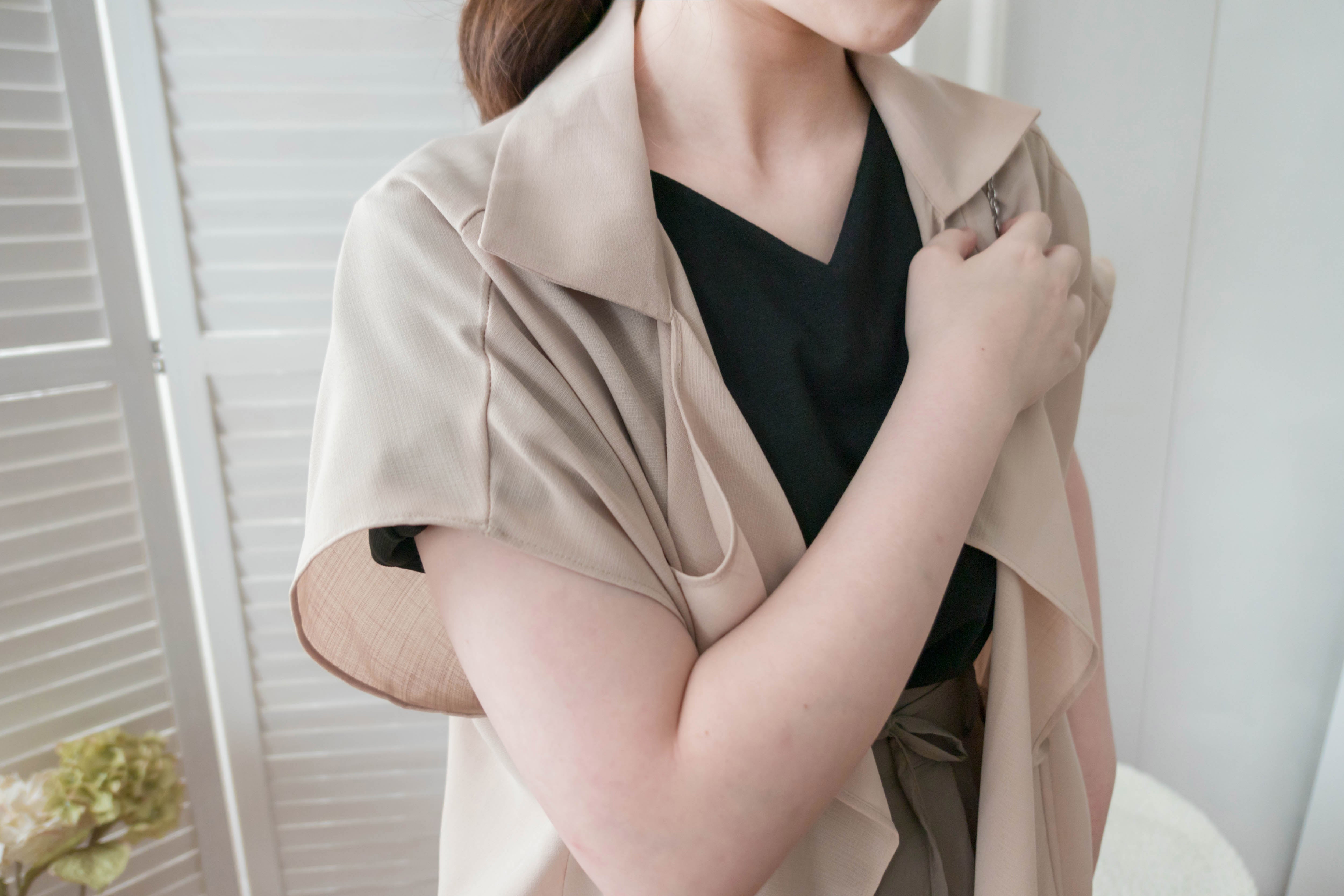 Chiffon 杏色垂感雙排鈕雪紡, Blazer/ CD8119