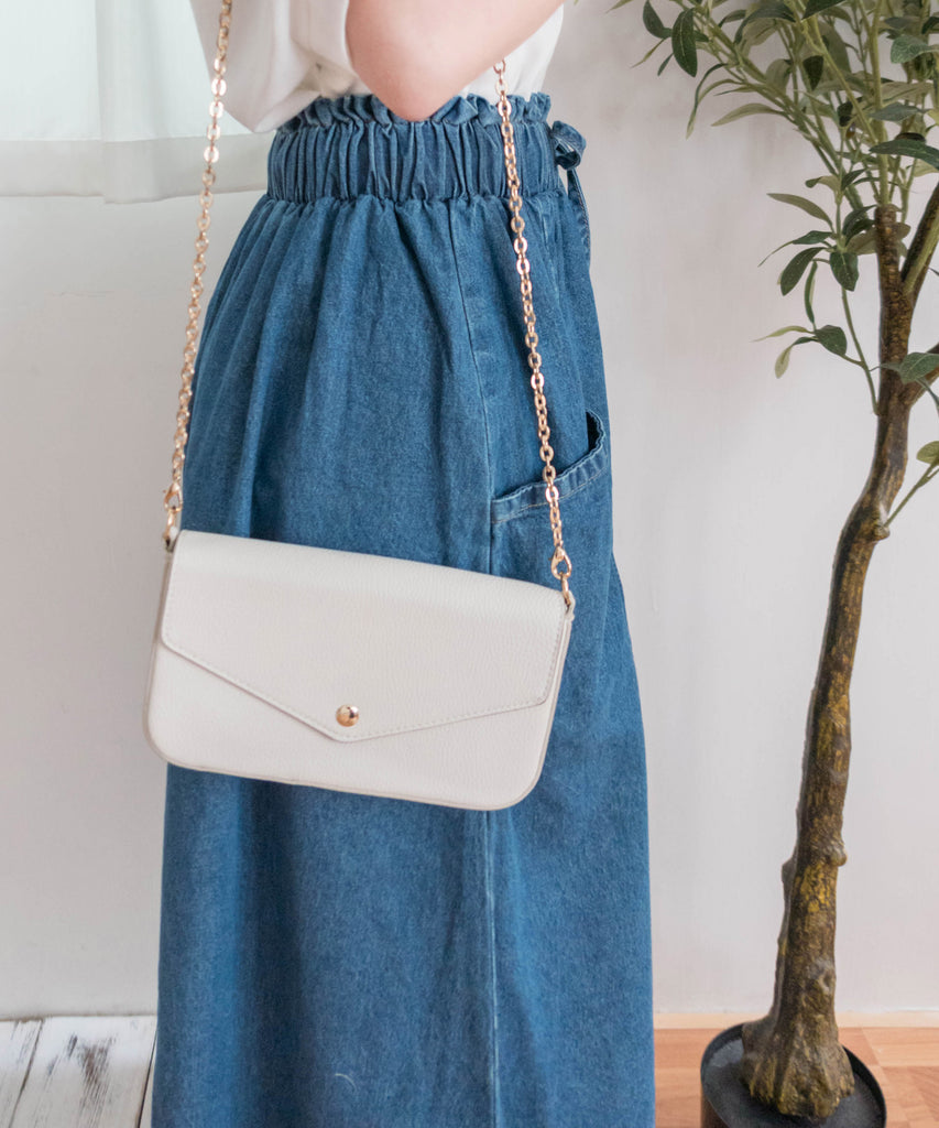 Ruffle Denim 斜口袋花邊橡筋微直牛仔裙, Skirt/ SK8729