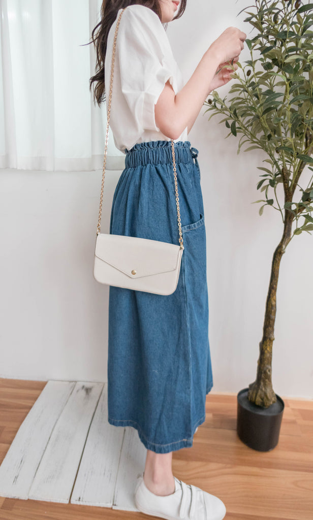 Ruffle Denim 斜口袋花邊橡筋微直牛仔裙, Skirt/ SK8729