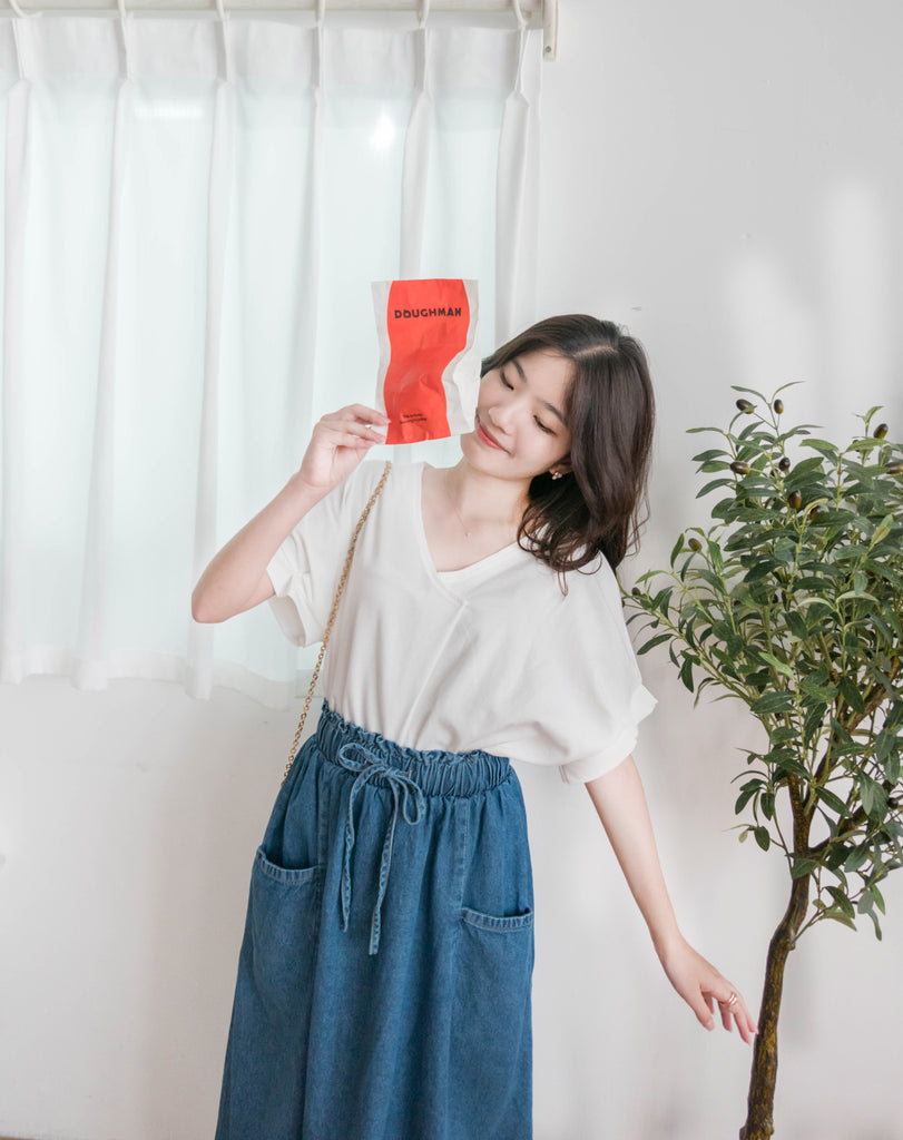 Ruffle Denim 斜口袋花邊橡筋微直牛仔裙, Skirt/ SK8729