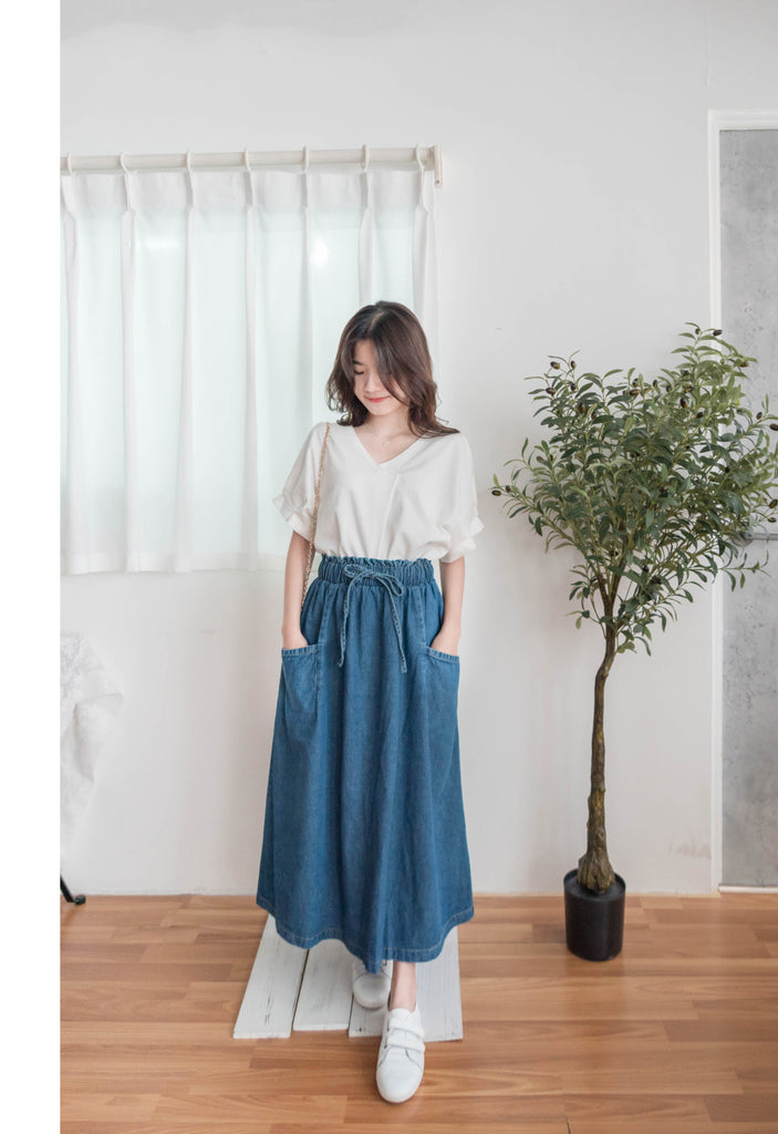 Pin Sleeve 棉質交疊V領花花袖上衣, Top/ BU8960 (white sold out)