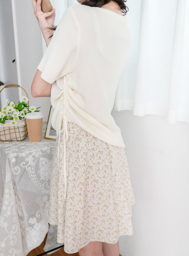 Asymmetric 舒適冰絲織紋側束帶衣尾, Top/ TP8888 (ivory sold out)