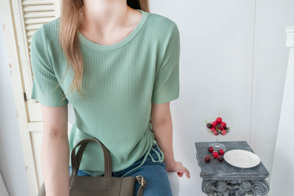 Asymmetric 舒適冰絲織紋側束帶衣尾, Top/ TP8888 (ivory sold out)