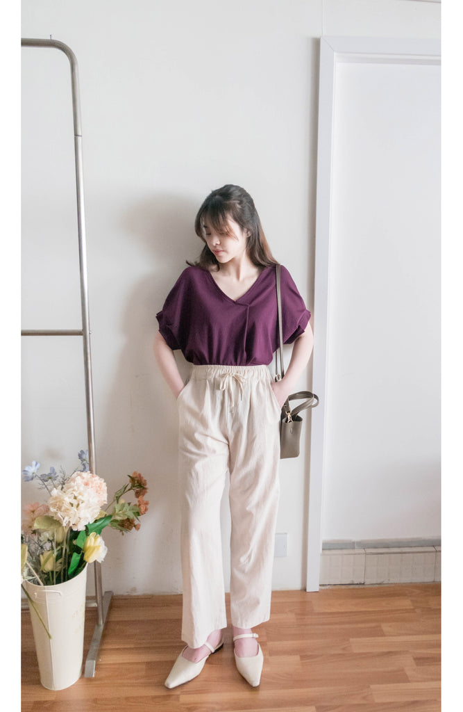 Pin Sleeve 棉質交疊V領花花袖上衣, Top/ BU8960 (white sold out)