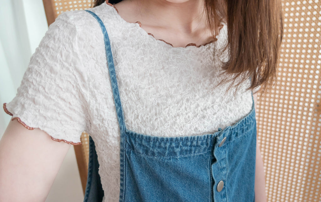 Denim 寬鬆顯瘦拍鈕牛仔吊帶褲, Jumpsuit / PT8394