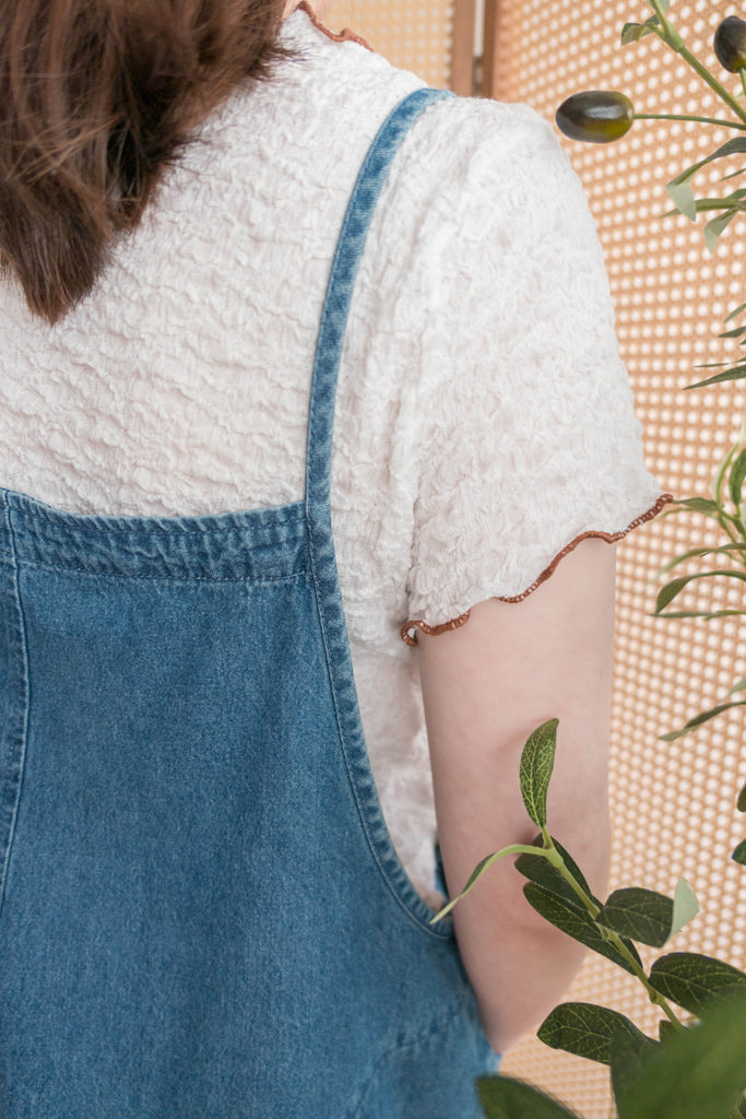 Denim 寬鬆顯瘦拍鈕牛仔吊帶褲, Jumpsuit / PT8394