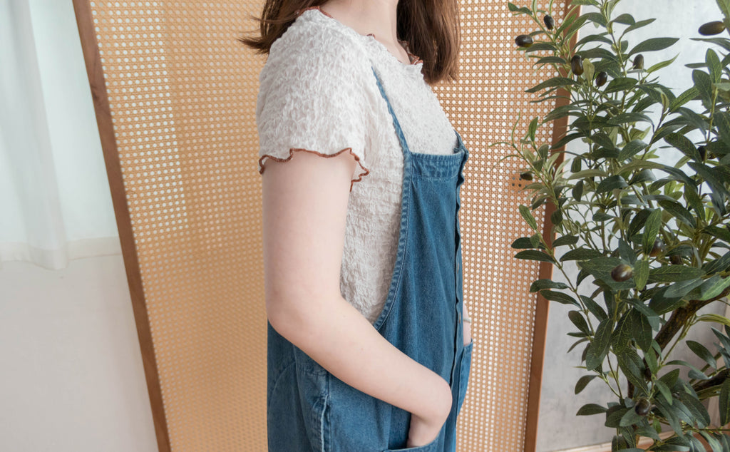 Denim 寬鬆顯瘦拍鈕牛仔吊帶褲, Jumpsuit / PT8394
