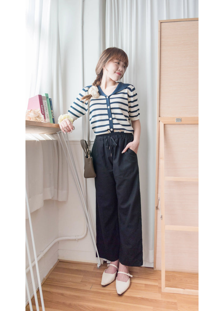 Collar Stripe 大翻領法式藍白條紋彈性, Blouse/ TP8887
