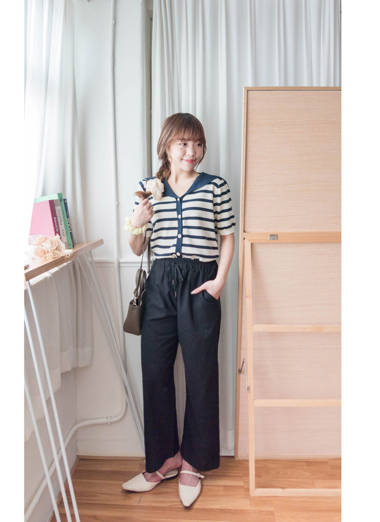 Collar Stripe 大翻領法式藍白條紋彈性, Blouse/ TP8887