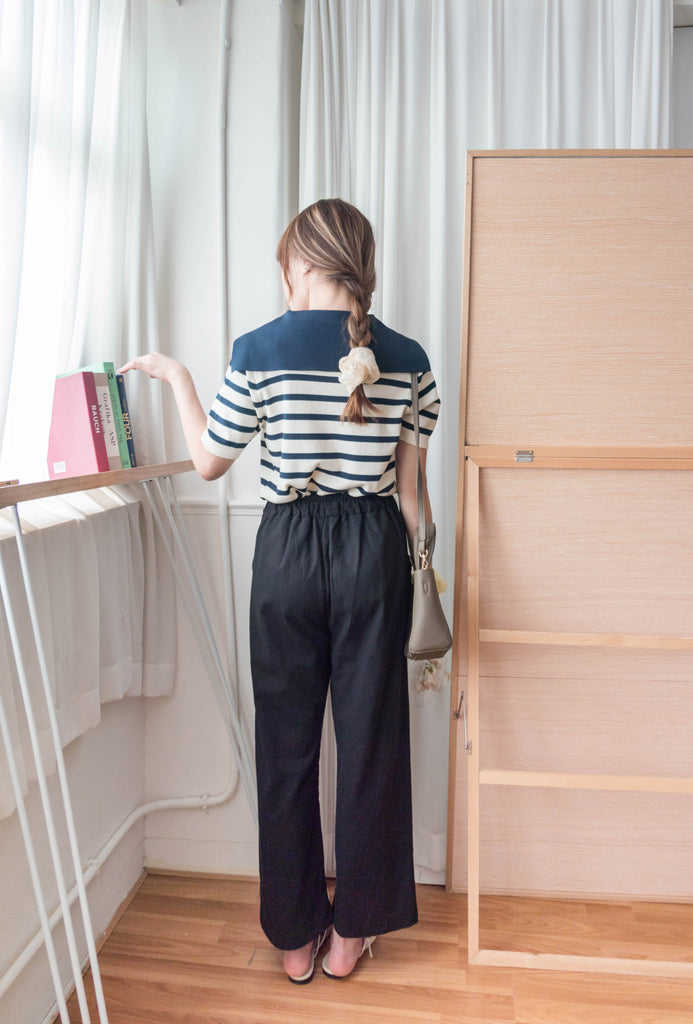 Collar Stripe 大翻領法式藍白條紋彈性, Blouse/ TP8887