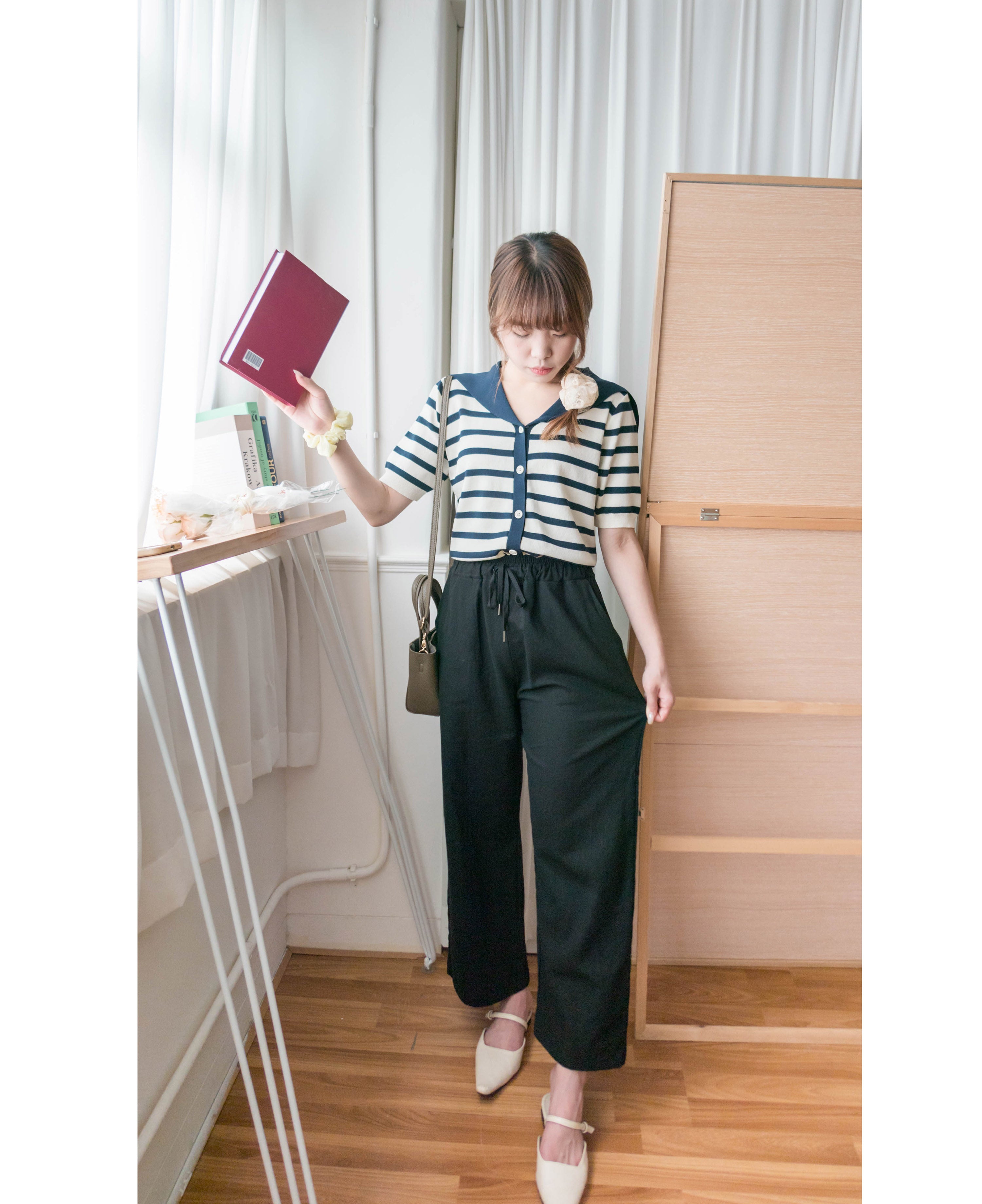 Collar Stripe 大翻領法式藍白條紋彈性, Blouse/ TP8887