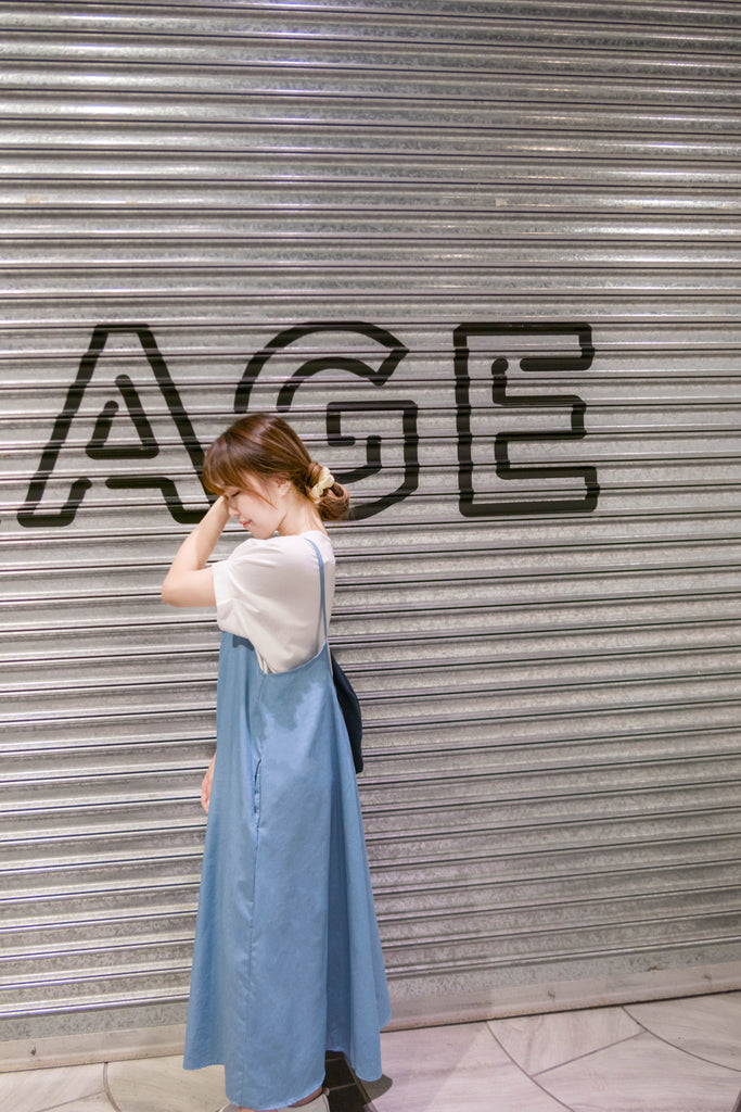 Denim Alice 背部設計吊帶口袋牛仔裙, Dress/ DS9304