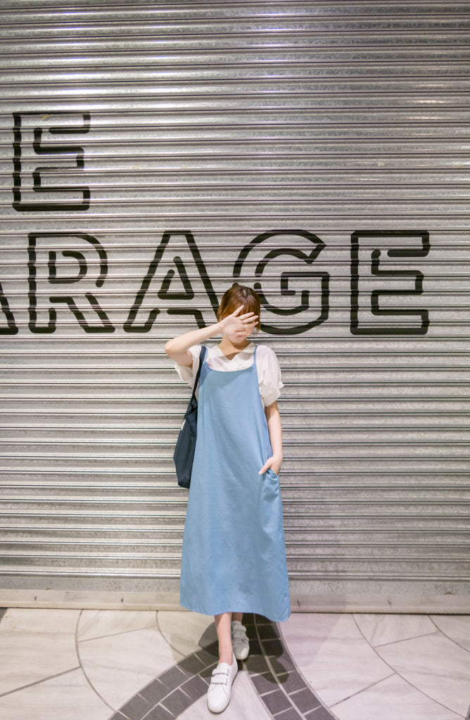 Denim Alice 背部設計吊帶口袋牛仔裙, Dress/ DS9304