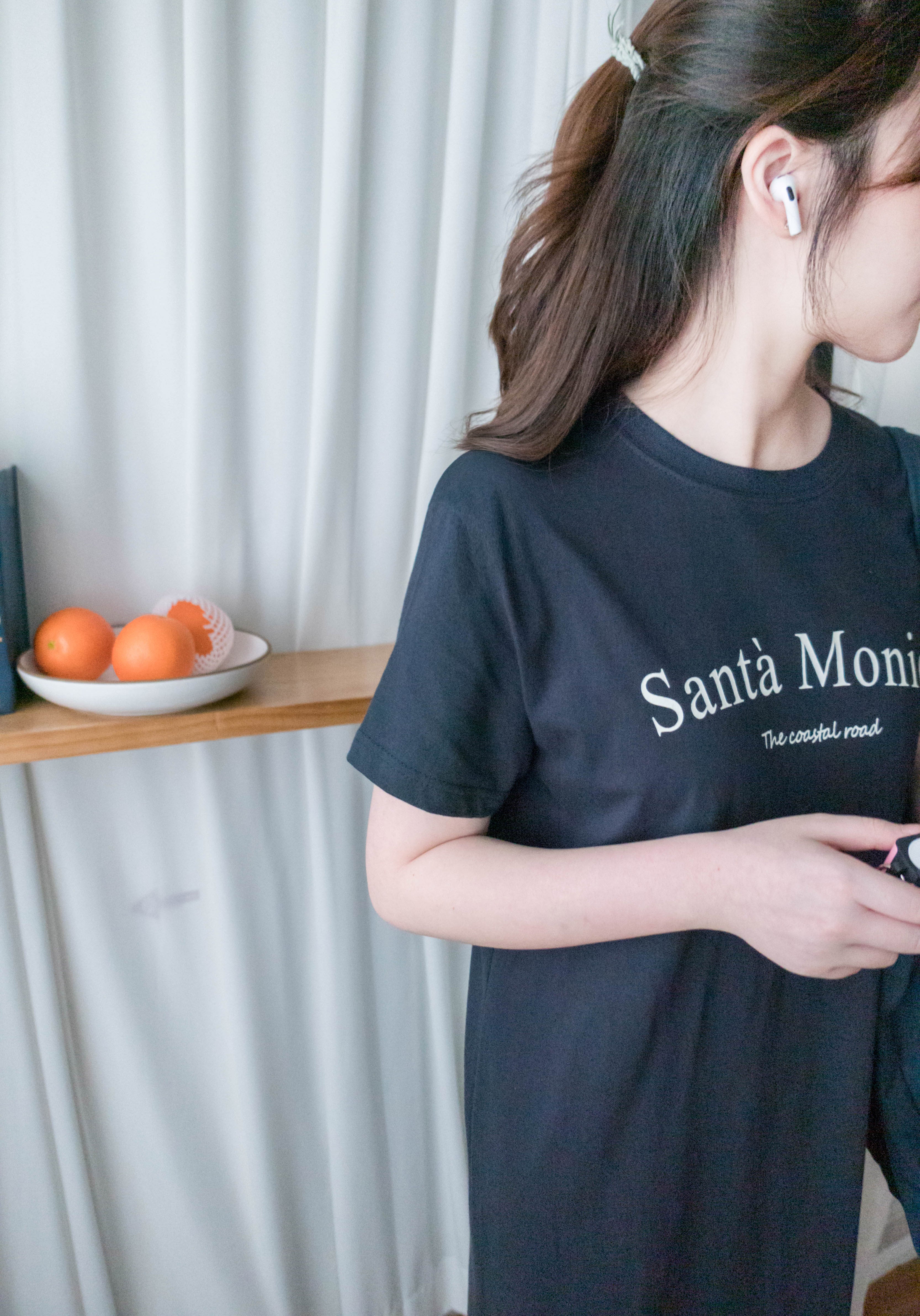 Monica Tee 簡約棉質文字寬鬆開叉長裙, Dress/ DS9307