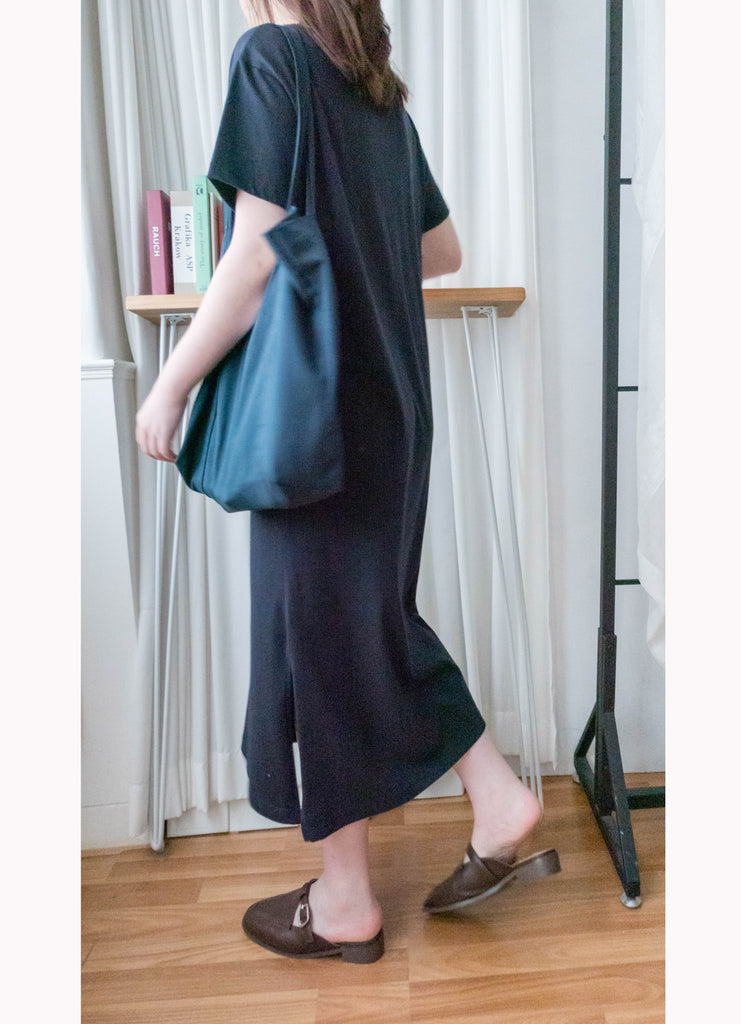 Monica Tee 簡約棉質文字寬鬆開叉長裙, Dress/ DS9307