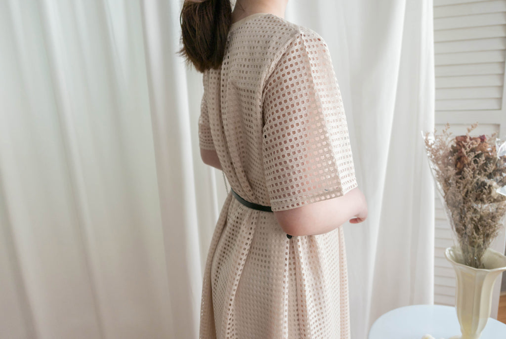 (售完即止款) Hollow 鏤空格仔設計連身長裙(連裡布), Dress/ DS9320 (black sold out)